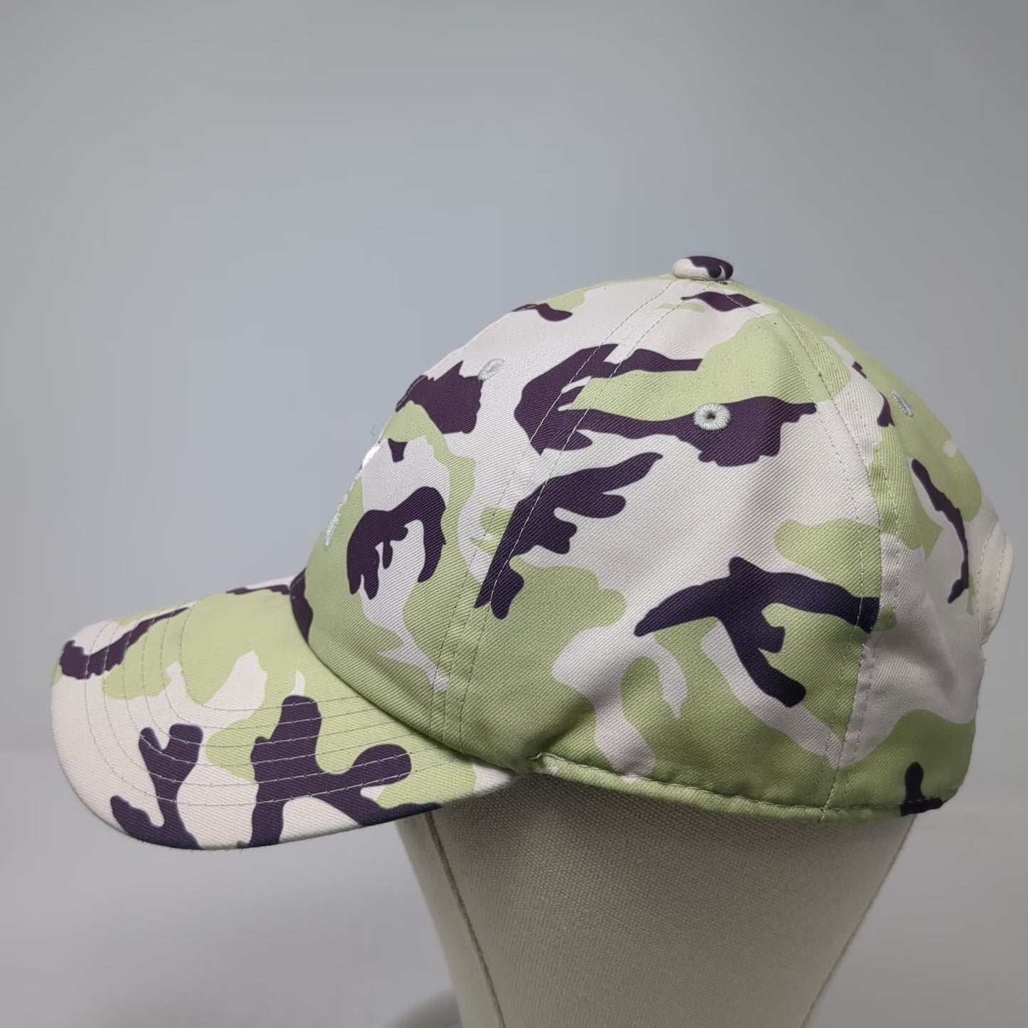 adidas Baseball Cap Green White Purple Camo Trefoil Logo One Size Slideback Hat