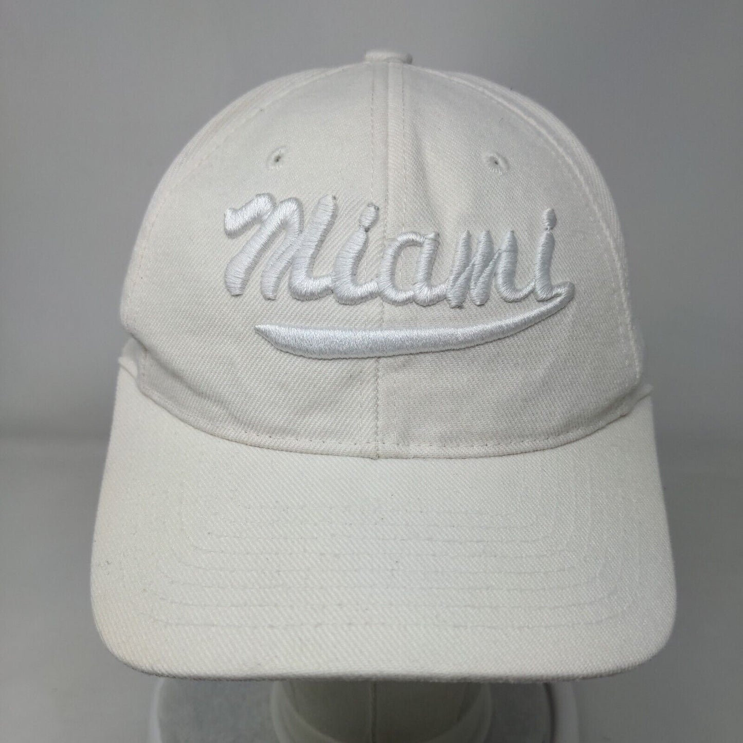 Miami Strapback Hat Cream OSFA Adjustable Embroidered Vent Holes
