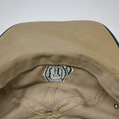 Ibis Headwear Snapback Hat Beige Green One Size Made in USA Two Tone LD Logo