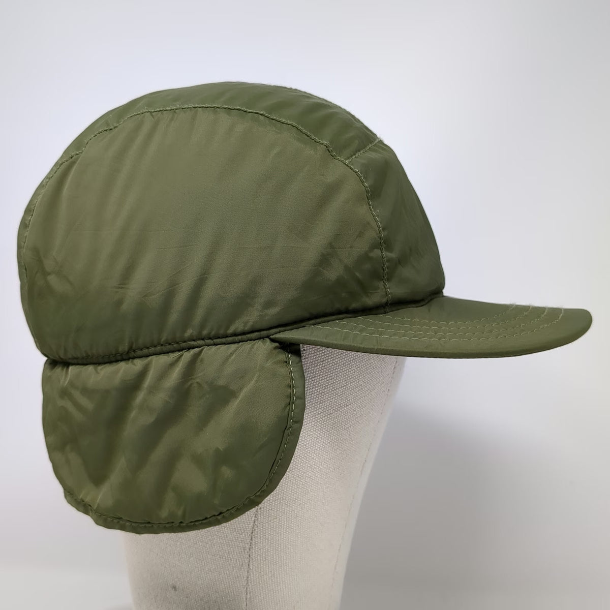 Topo Designs 5 Panel Green Hat One Size Ear Flaps Nylon Padded Winter Cap