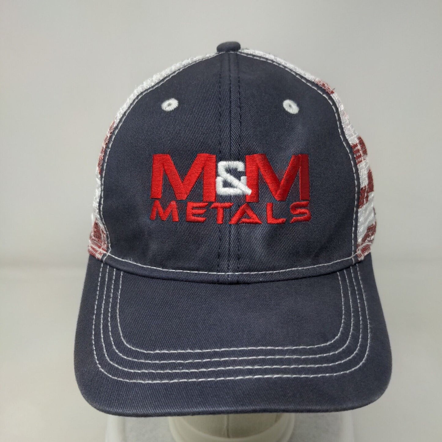 M&M Metals Strapback Mesh Back Trucker Hat Multi OSFA USA Flag Paramount