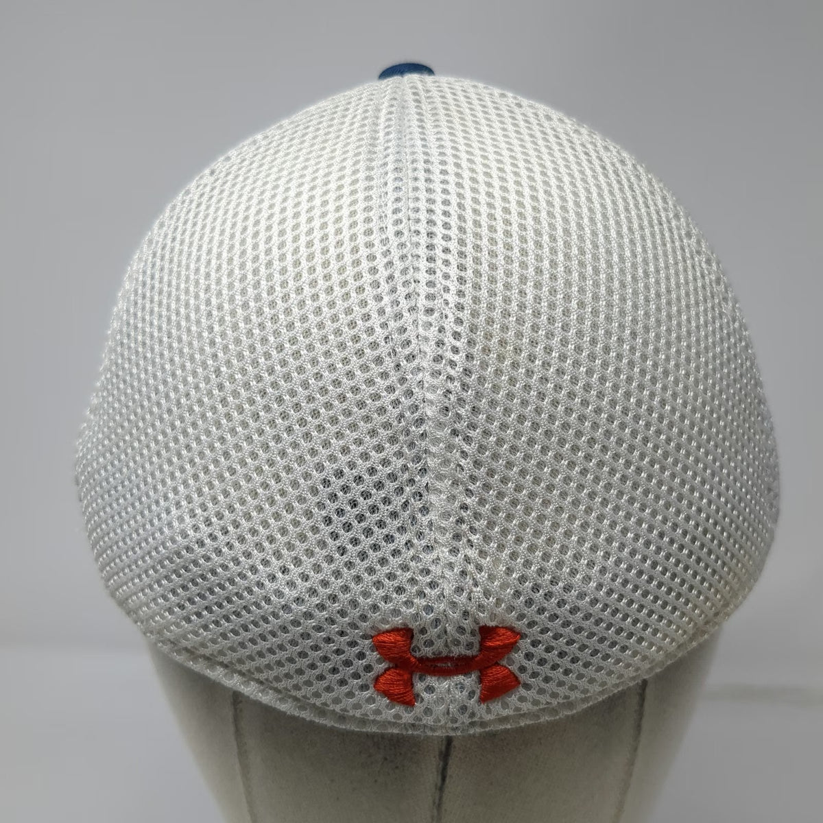 Under Armour Baseball Cap Blue L X-Golf Mesh Back Stretch Fit Hat Orange Logo