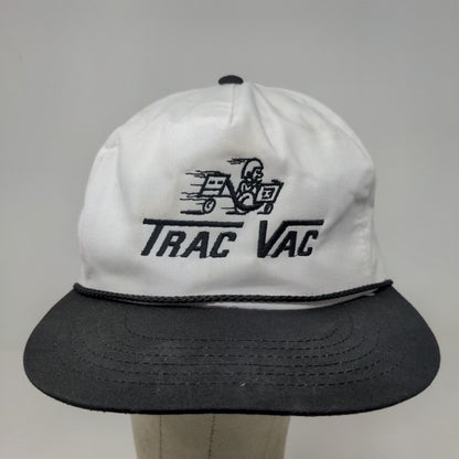 Anvil Men's Snapback Hat White Black Embroidered Trac Vac Logo Vintage