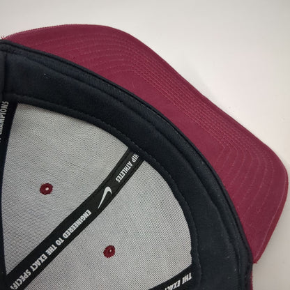 Nike Snapback Hat Red White One Size Flat Brim Dri-Fit Swoosh Logo Athletic Pro