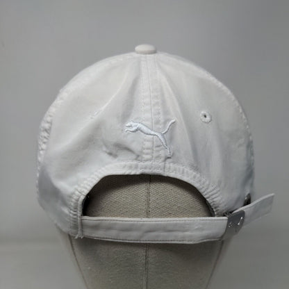 PUMA Slideback Hat White OSFA Adjustable Solid 6 Panel Vent Holes
