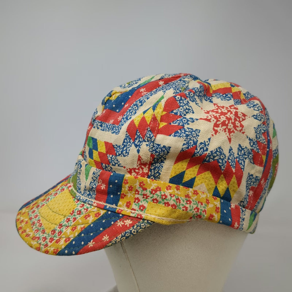 Kromer Baseball Cap Yellow Red Blue Green 7 1/2 Patchwork Soft Crown Fitted Hat