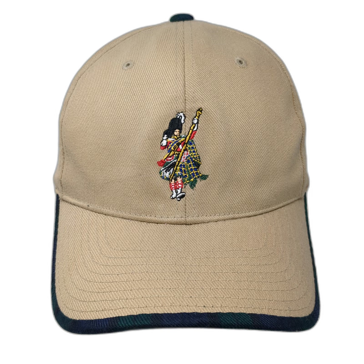 Flexfit Dewars Scotch Whisky Highlander Tartan Beige Blue Green M Fitted Hat