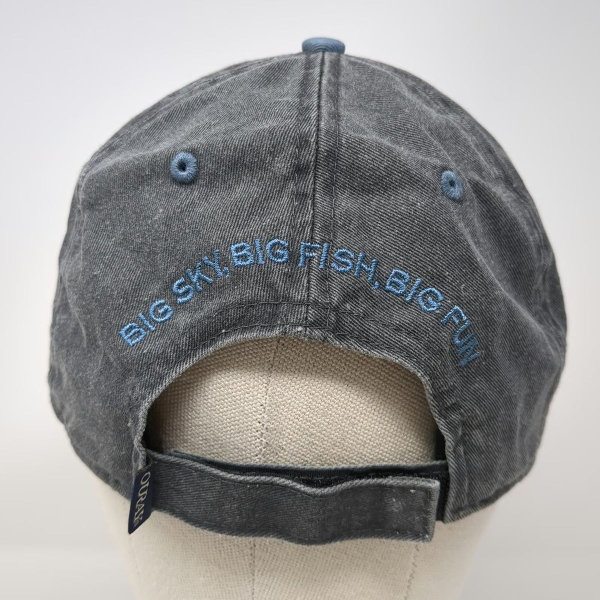 Ouray Sportswear Baseball Cap Gray Blue One Size Trout Montana Fly Shop Hat