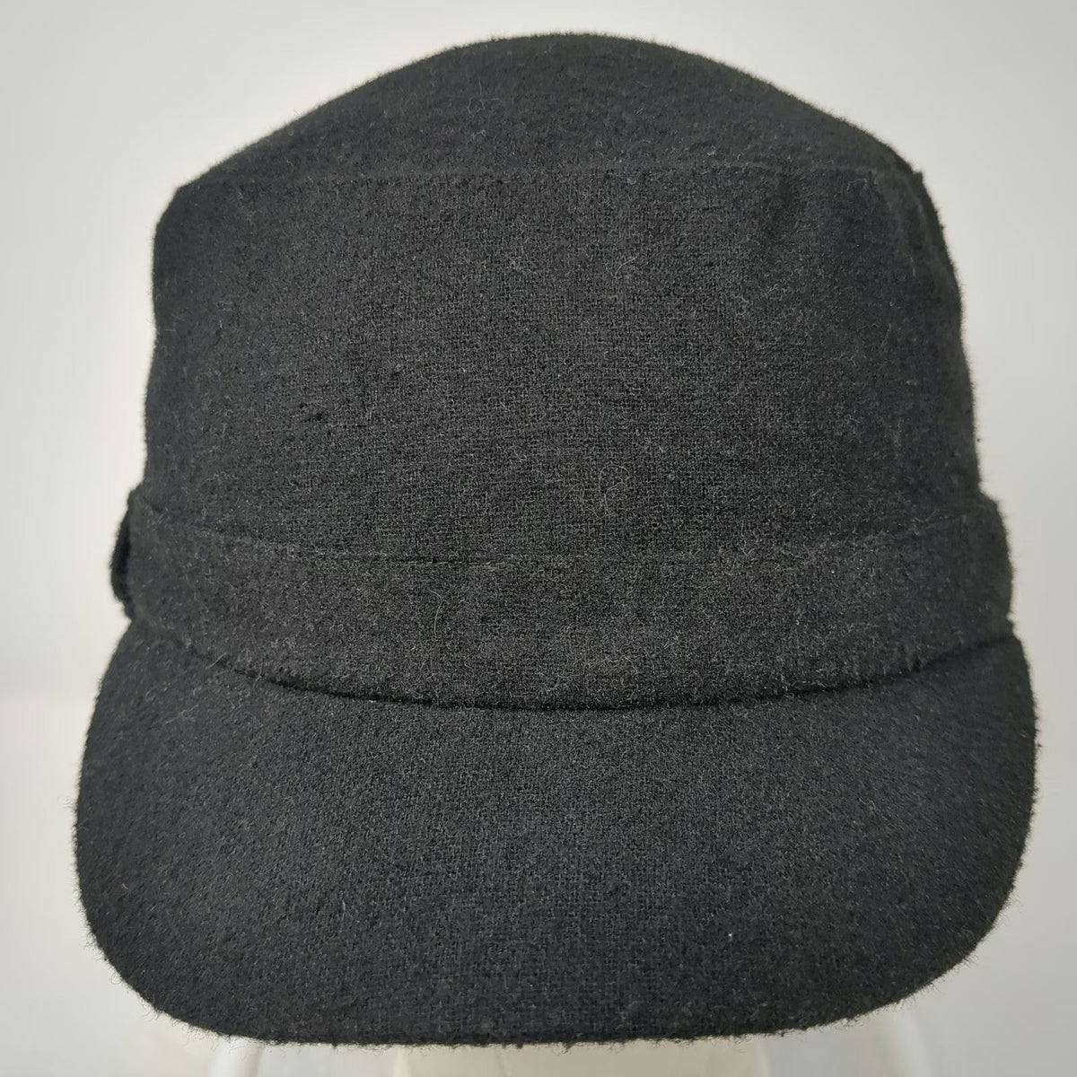 Universal Thread Army Cap Black One Size Wool Blend Elastic Back Cadet Hat Solid
