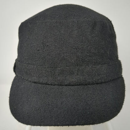 Universal Thread Army Cap Black One Size Wool Blend Elastic Back Cadet Hat Solid