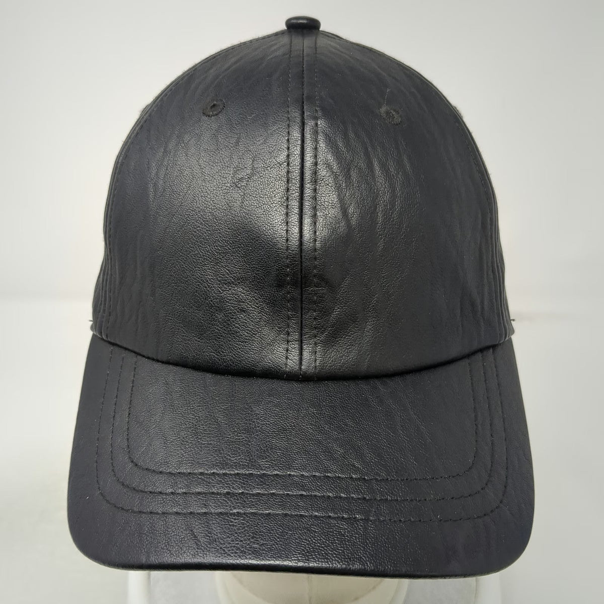 A New Day Baseball Cap Black One Size Imitation Leather Elastic Strapback Hat