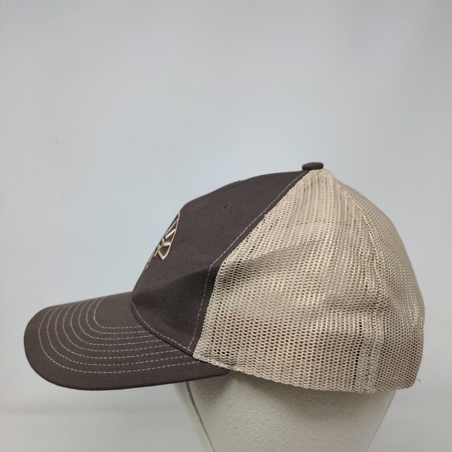 Richardson Snapback Trucker Hat Brown One Size Adjustable Embroidered Mesh Back