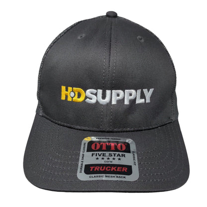 H.D Supply Snapback Trucker Hat Gray OSFM Adjustable Classic Fit Mesh Back Otto