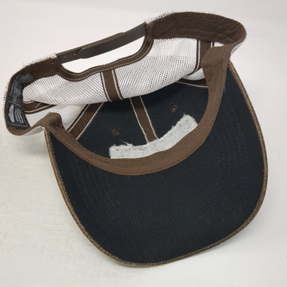 Outdoor Cap Brown Trucker Hat One Size Ford Logo Patch Mesh Distressed Snapback