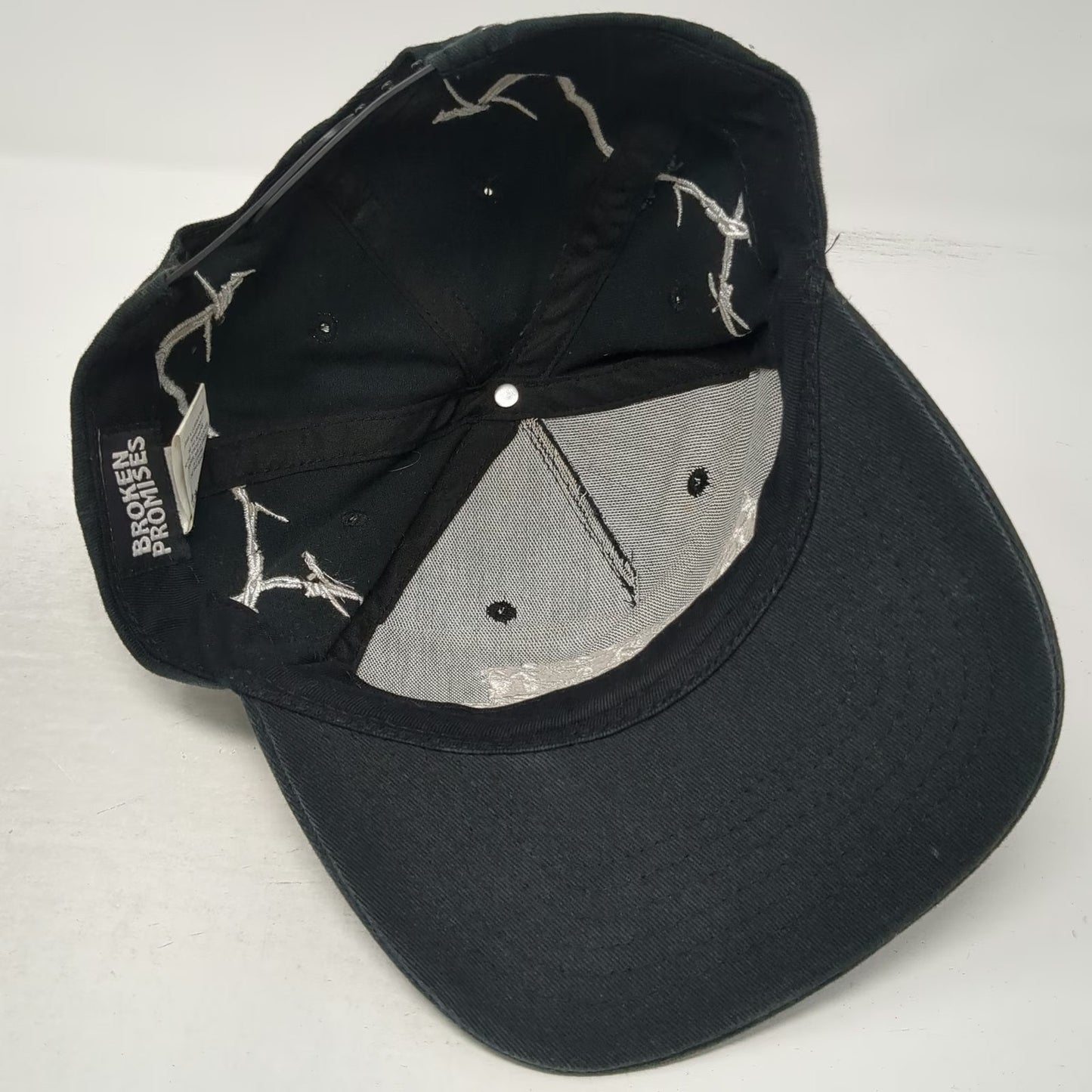 Broken Promises 5 Panel Black One Size Barbwire Embroidered Snapback Hat Logo