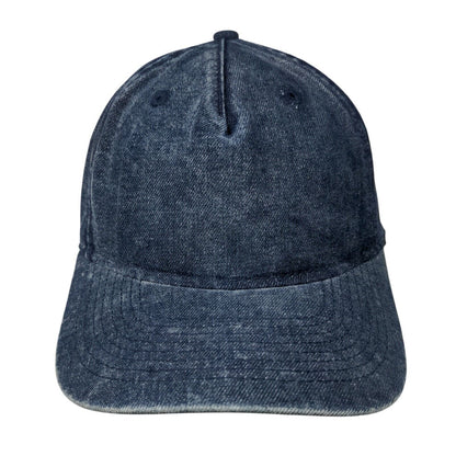 No Boundaries Snapback Hat Blue One Size Adjustable Vented Holes Blank Denim