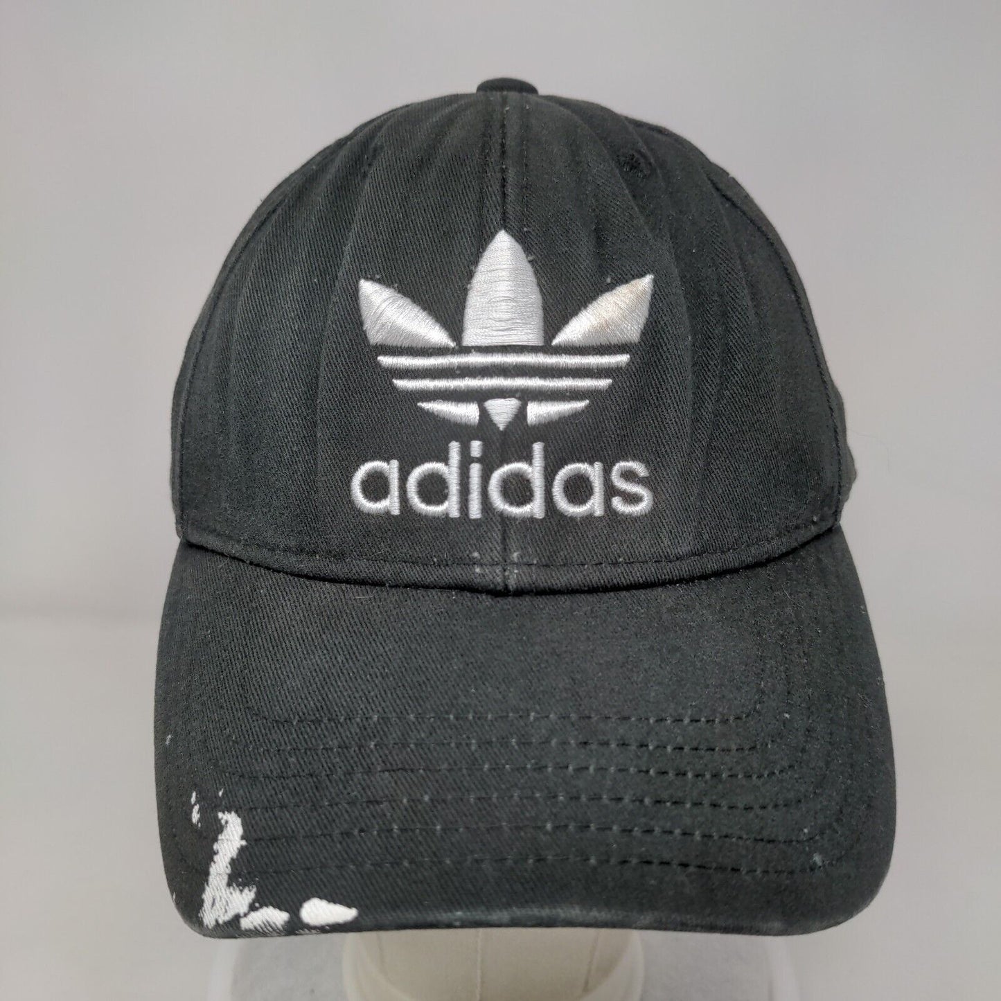 Adidas Trefoil Snapback Hat Black One Size Embroidered 3 Stripes 6 Panel