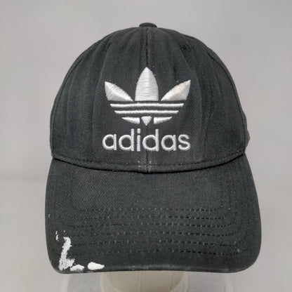 Adidas Trefoil Snapback Hat Black One Size Embroidered 3 Stripes 6 Panel