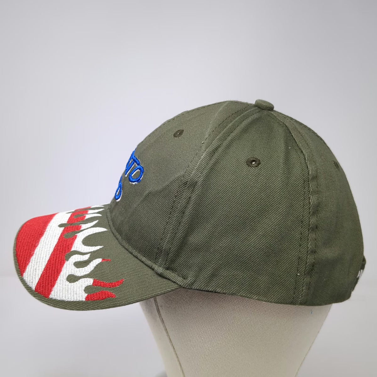 Green One Size Baseball Cap Puerto Rico Flag Flame Graphic Embroidery Cotton Hat