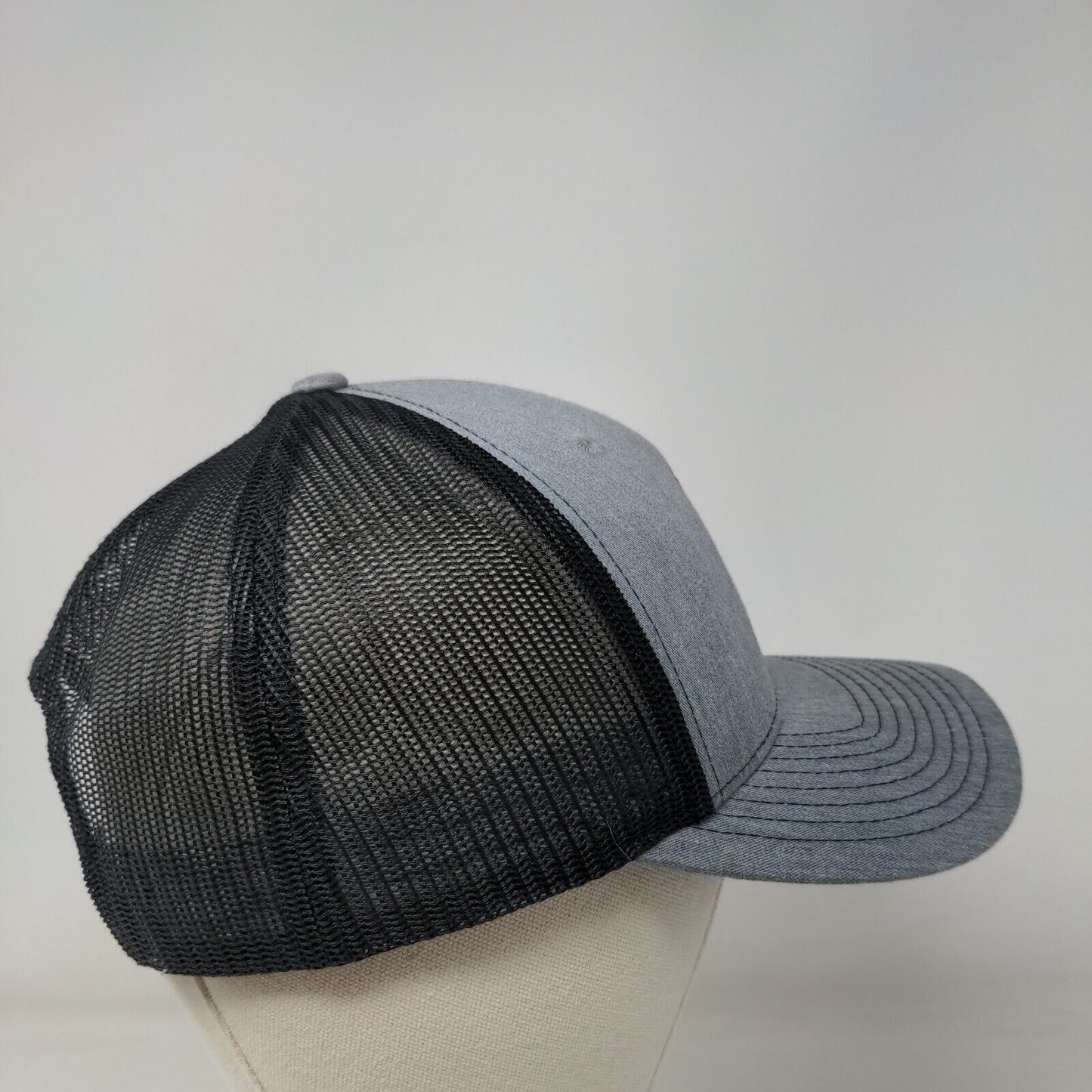 Richardson Snapback Trucker Hat Gray One Size Adjustable Embroidered Mesh Back