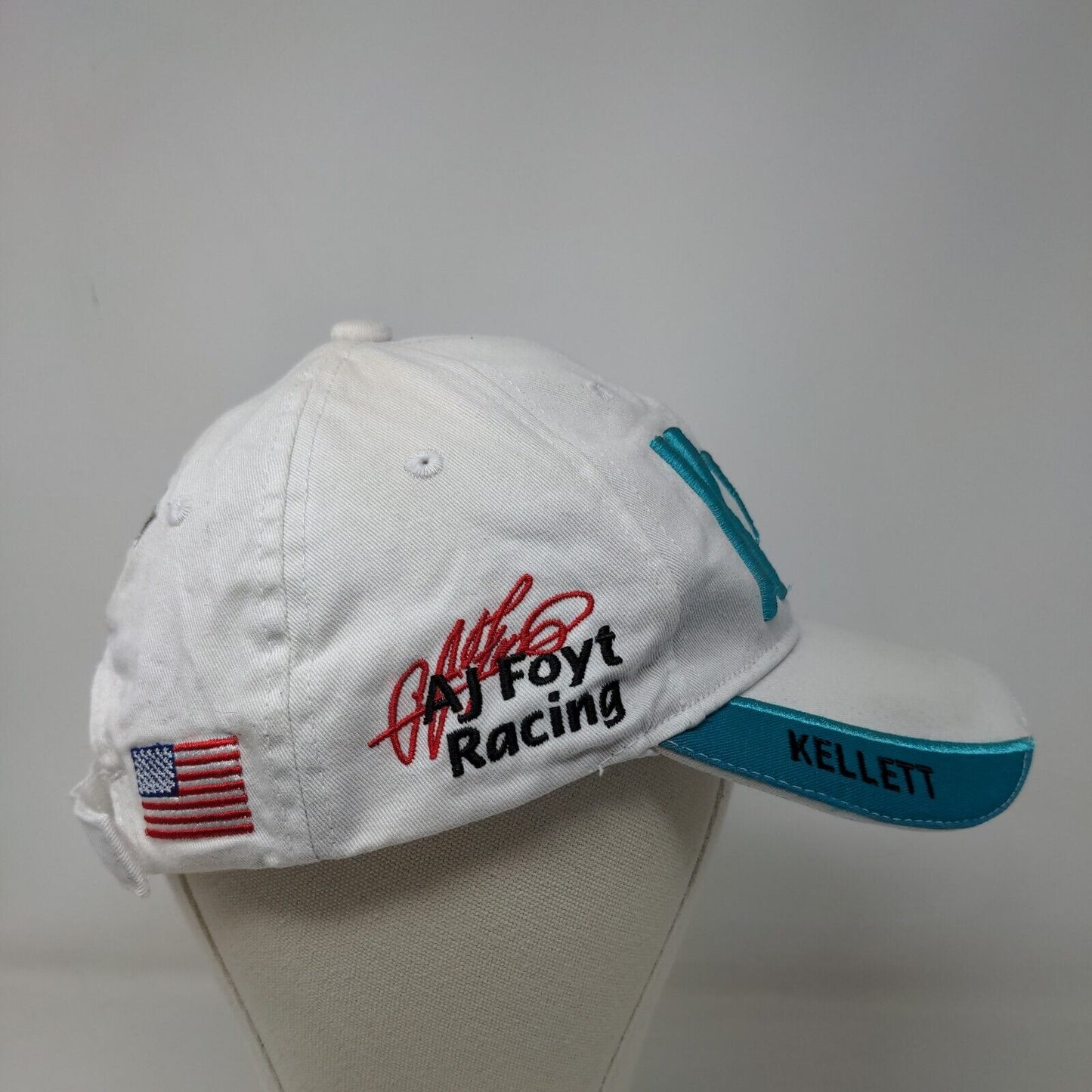 AJ Foyt Racing Men's Strapback Hat White Dalton Kellet Embroidered Logo #14