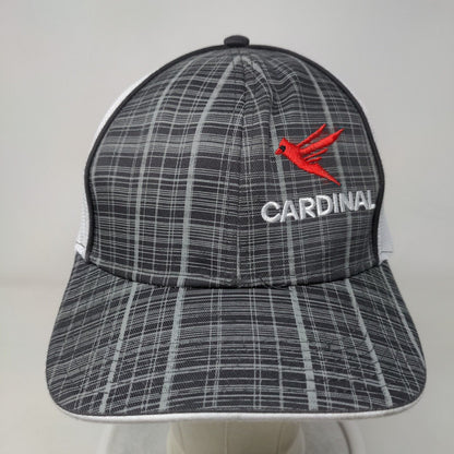 Red Cardinal Snapback Mesh Back Trucker Hat Gray OSFM Embroidered Plaid