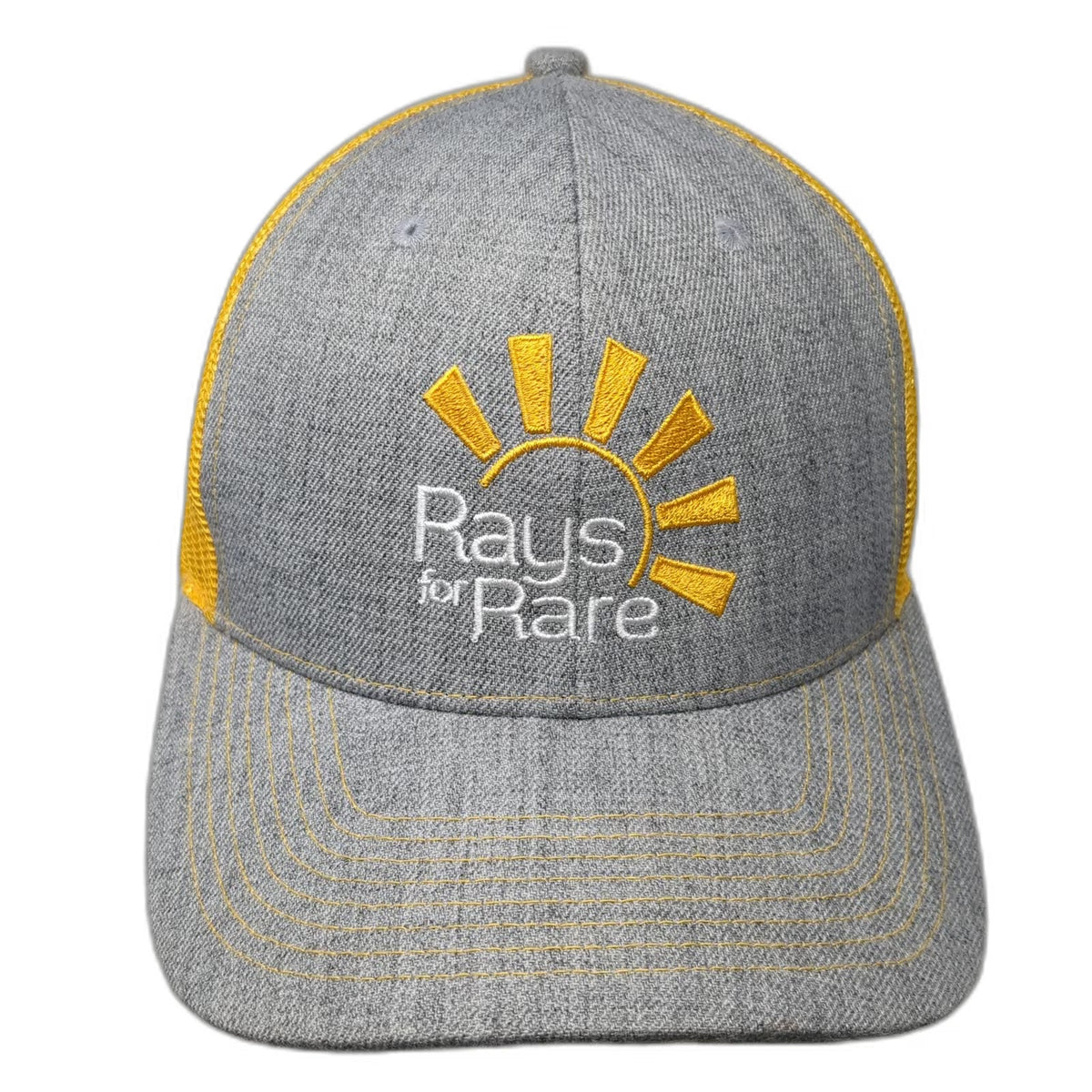Fahrenheit Trucker Hat Gray Yellow One Size Mesh Back Snapback Rays for Rare Sun