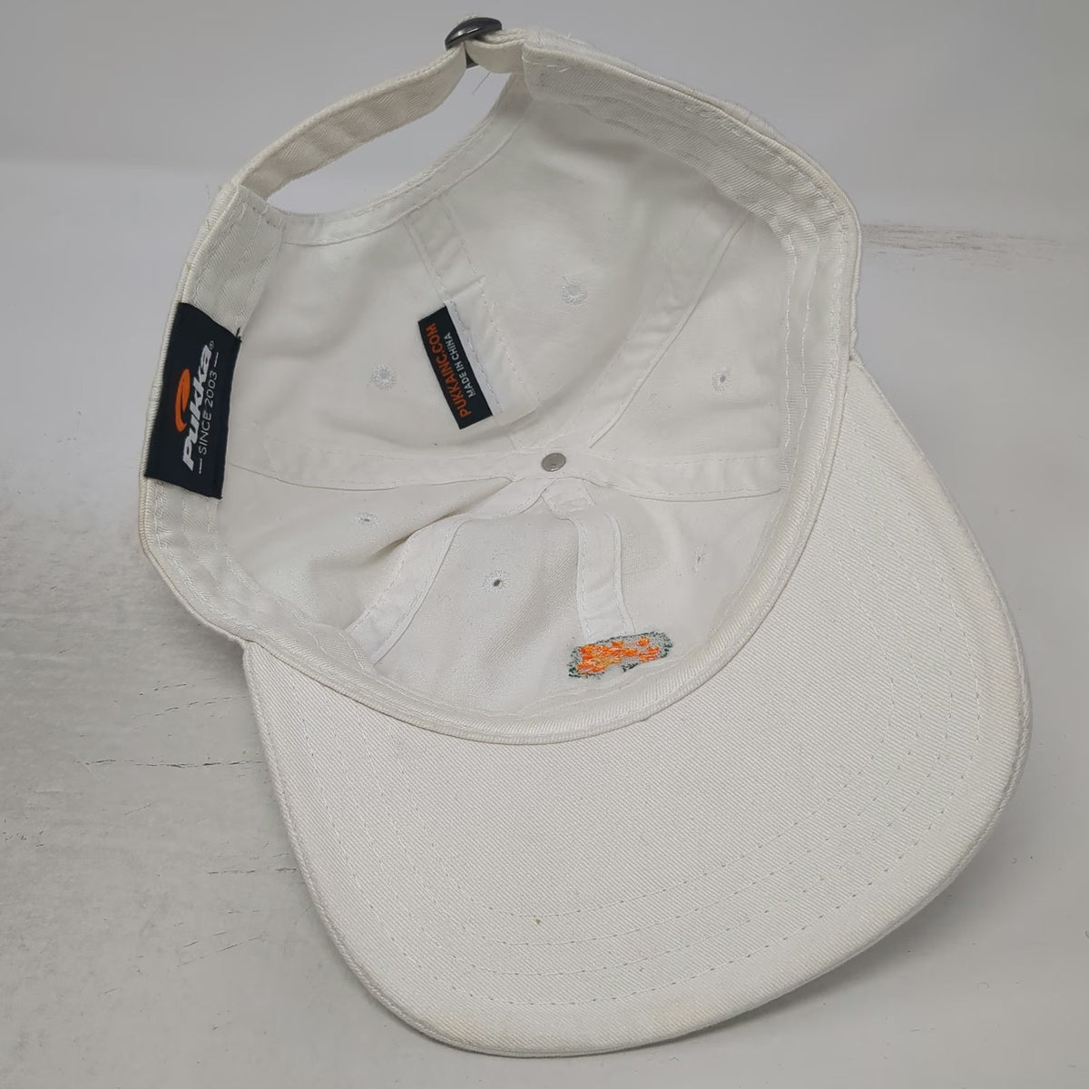 Pukka Baseball Cap White OSFM Slideback Orange Tree Golf Club Embroidered Hat