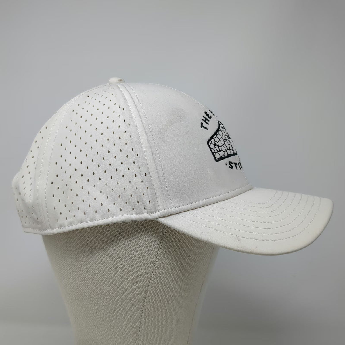 The Rock Store White Trucker Hat One Size Perforated Performance Snapback Hat