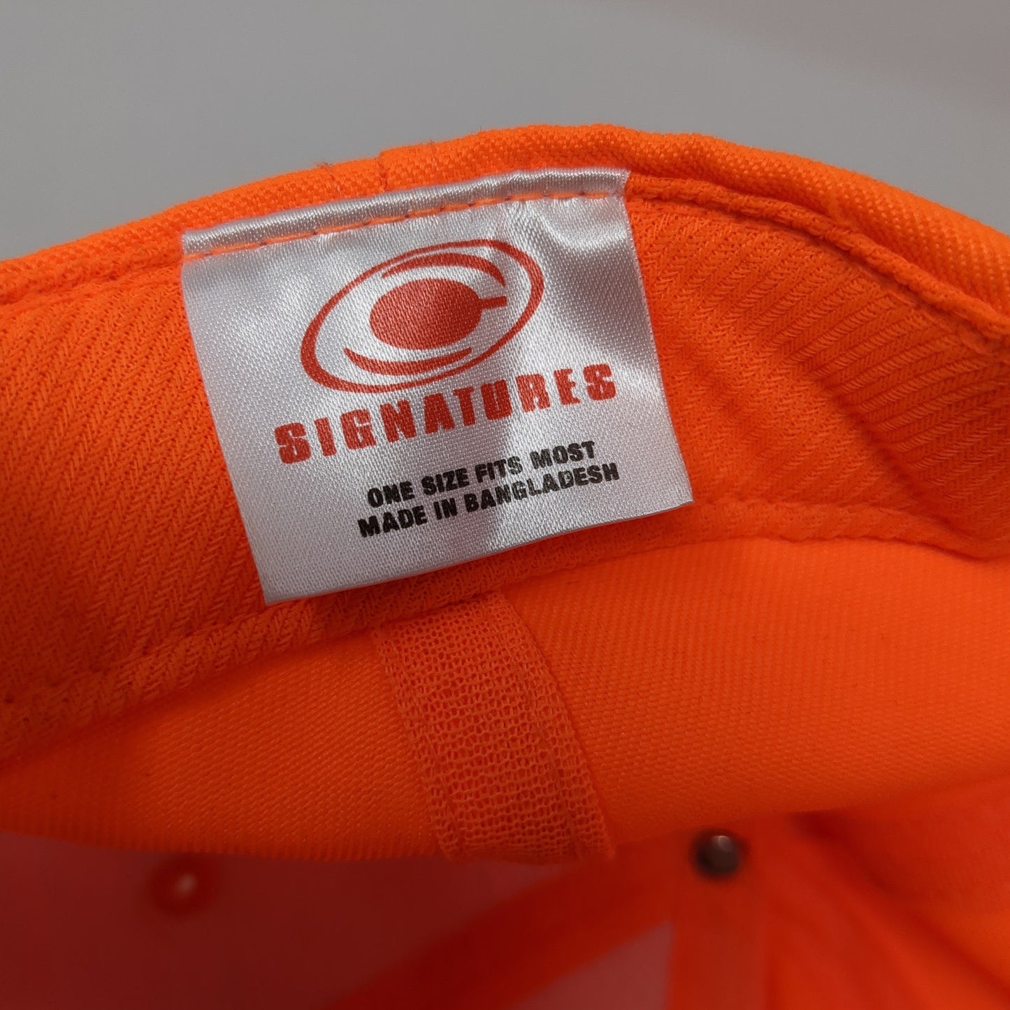 Signatures Snapback Hat Orange One Size Adjustable Vented Holes Blank