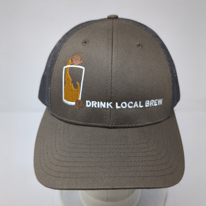 Drink Local Brew Snapback Trucker Hat Brown M/L Embroidered Richardson