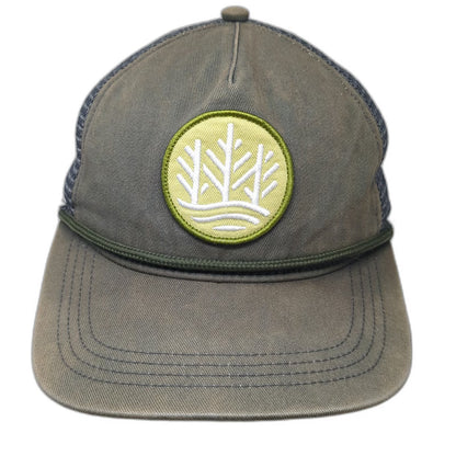 Green Trucker Hat One Size Mesh Back Rope Tree Patch Logo Snapback Outdoor Cap