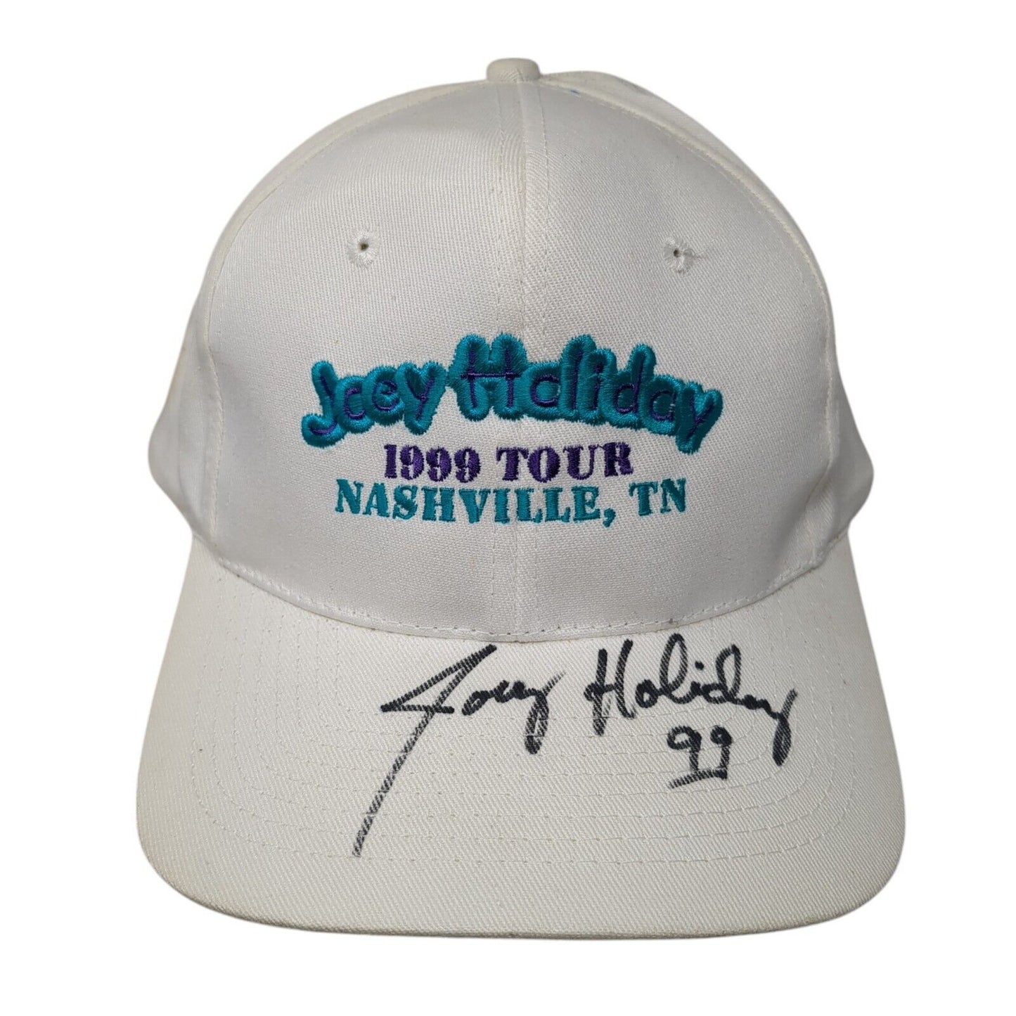 Joey Holiday 1999 Tour Nashville TN Snapback Hat White OS Adjustable Autographed