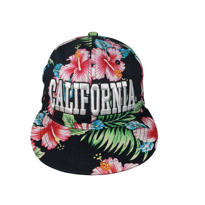 California Snapback Hat Multi One Size Floral Embroidered Hawaiian