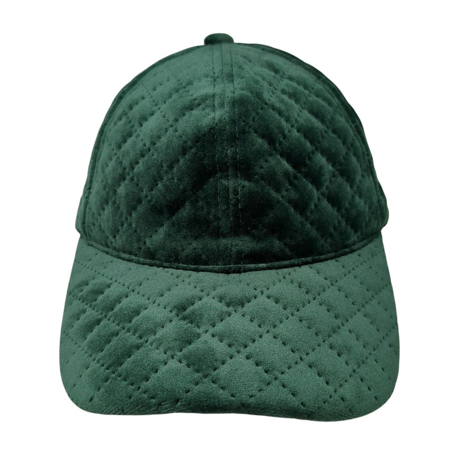 David And Young Strapback Hat Green One Size Velvet Diamond Quilted