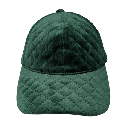 David And Young Strapback Hat Green One Size Velvet Diamond Quilted