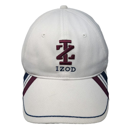 IZOD Baseball Cap White One Size Performance Polyester Striped Fitted Golf Logo