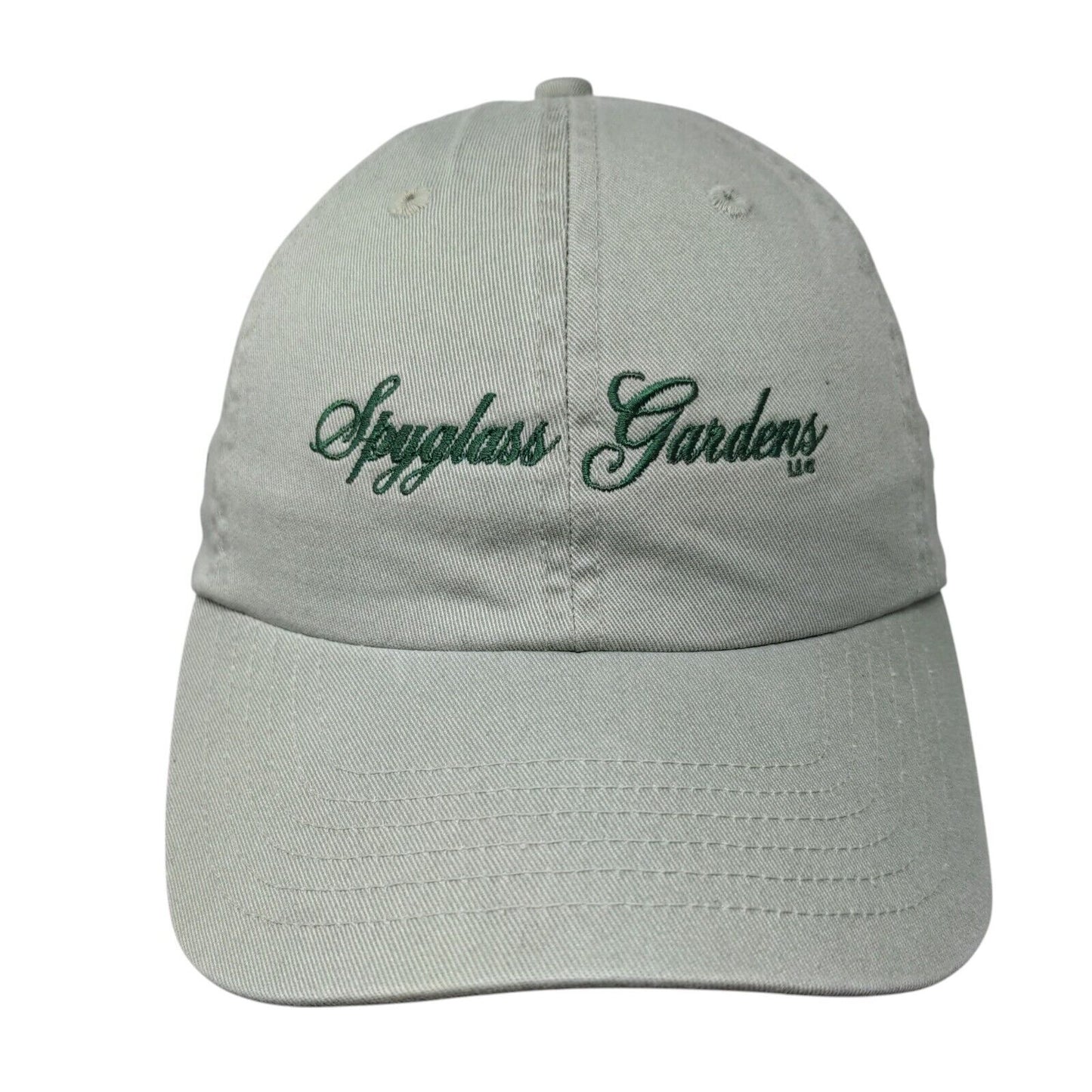 Spyglass Gardens Slideback Hat Tanish Green OSFM Embroidered 6 Panel