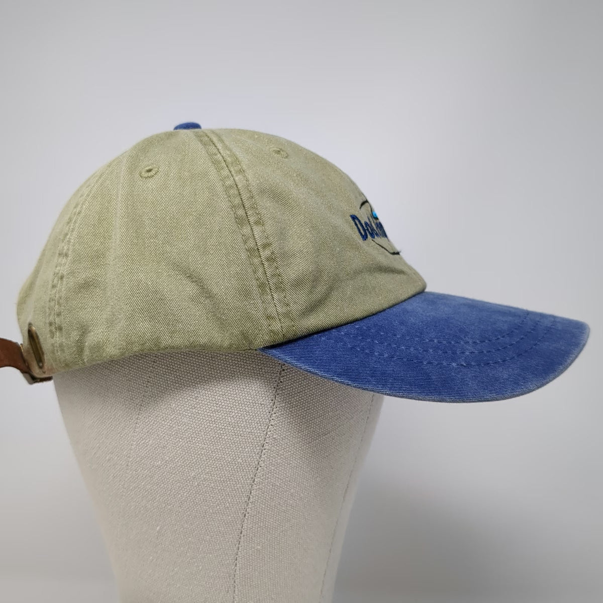 Adams Baseball Cap Green Blue One Size Leather Strapback Embroidered Logo Hat