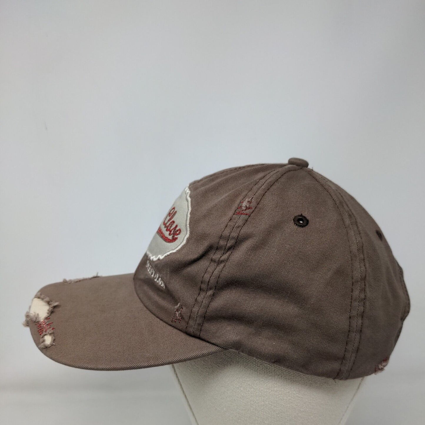 Gettin' Close Slideback Hat Brown OSFA Adjustable Embroidered Distressed Cotton