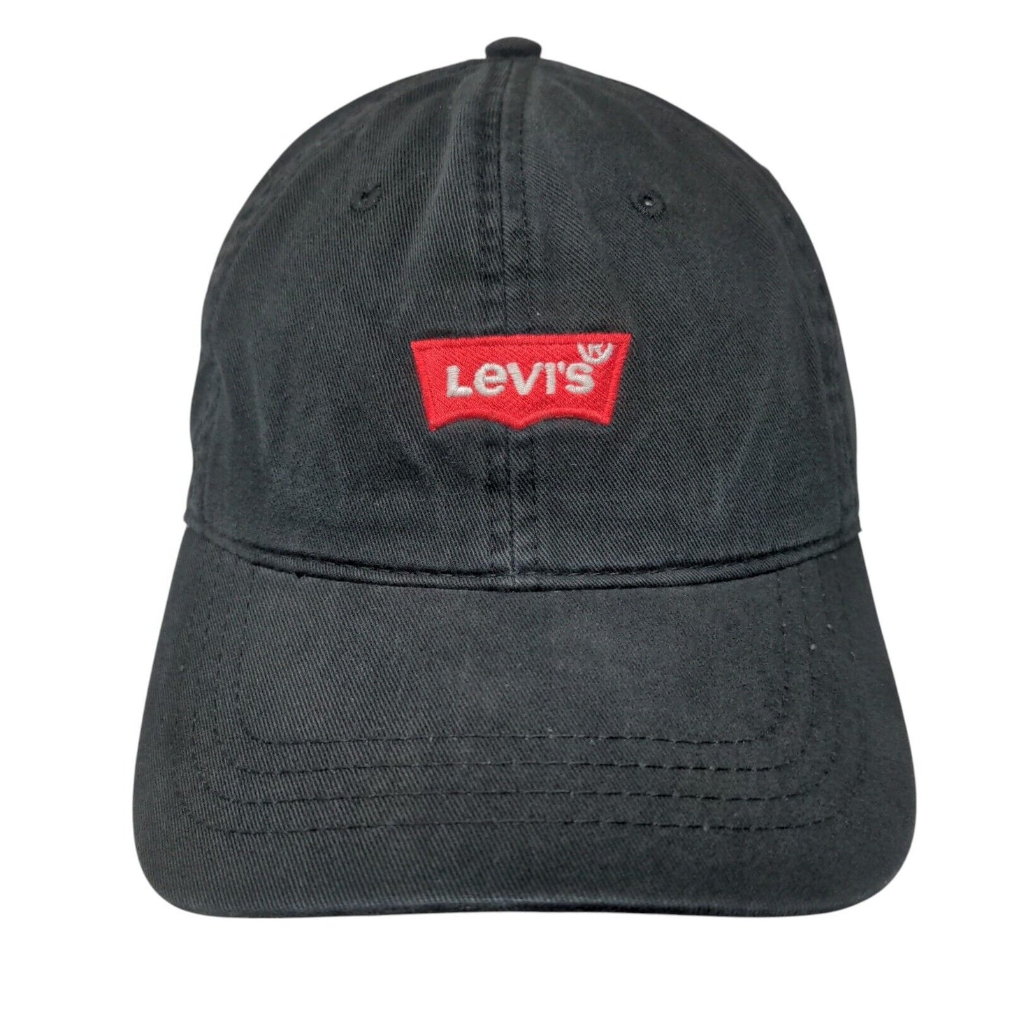 Levi's Slideback Hat Black One Size Adjustable Embroidered 6 Panel
