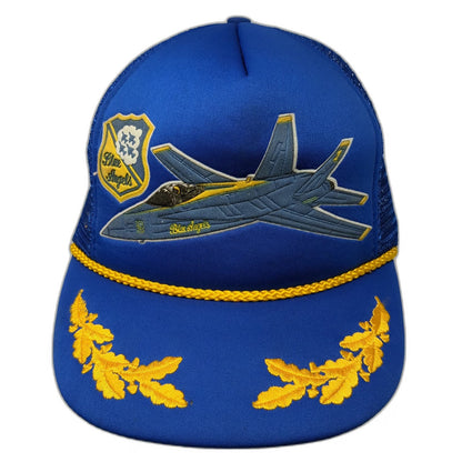 NCC Blue Angels US Navy Air Show Blue Trucker Hat One Size Scrambled Eggs Rope