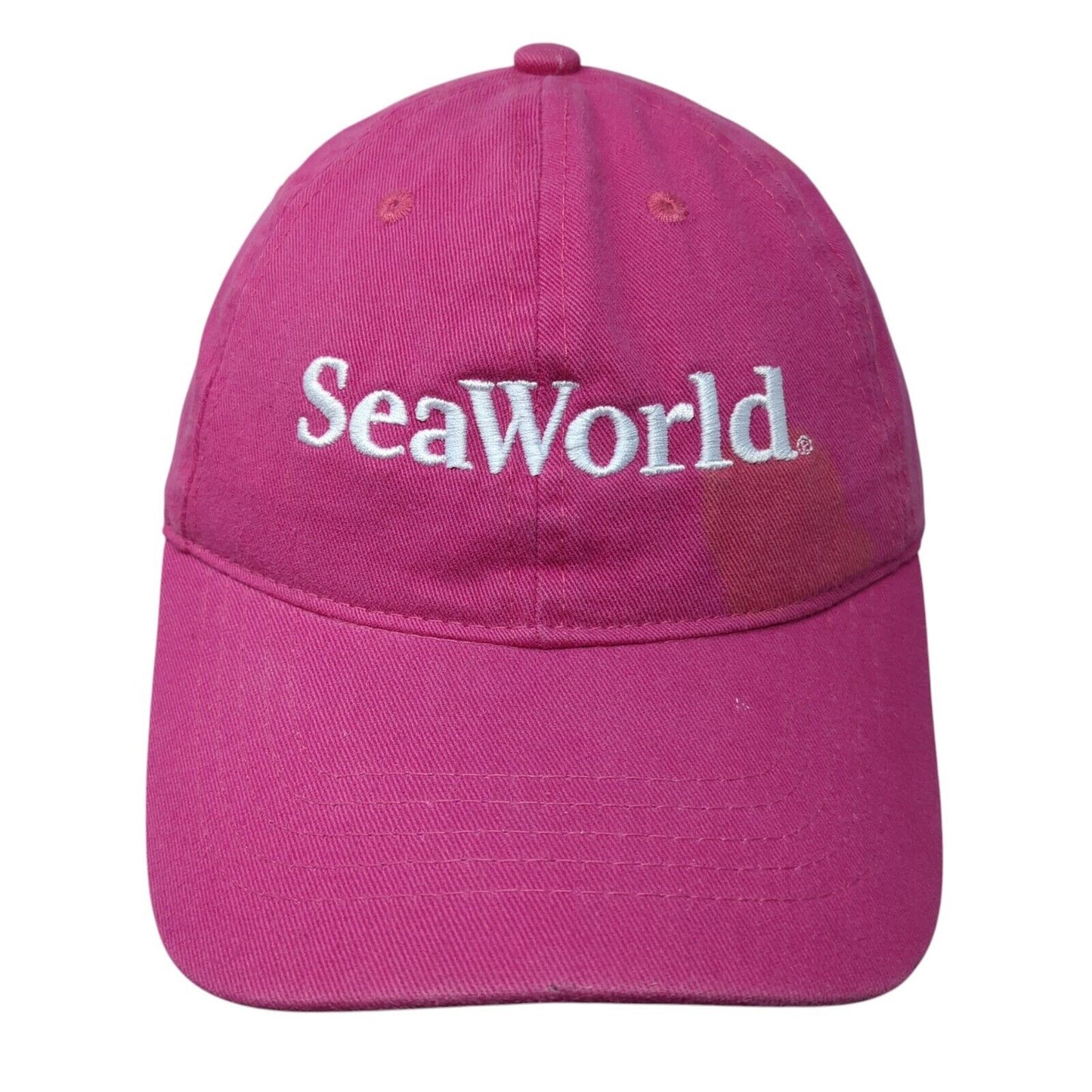 SeaWorld Slideback Hat Pink One Size Adjustable Embroidered 6 Panel