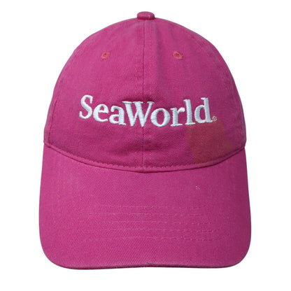 SeaWorld Slideback Hat Pink One Size Adjustable Embroidered 6 Panel