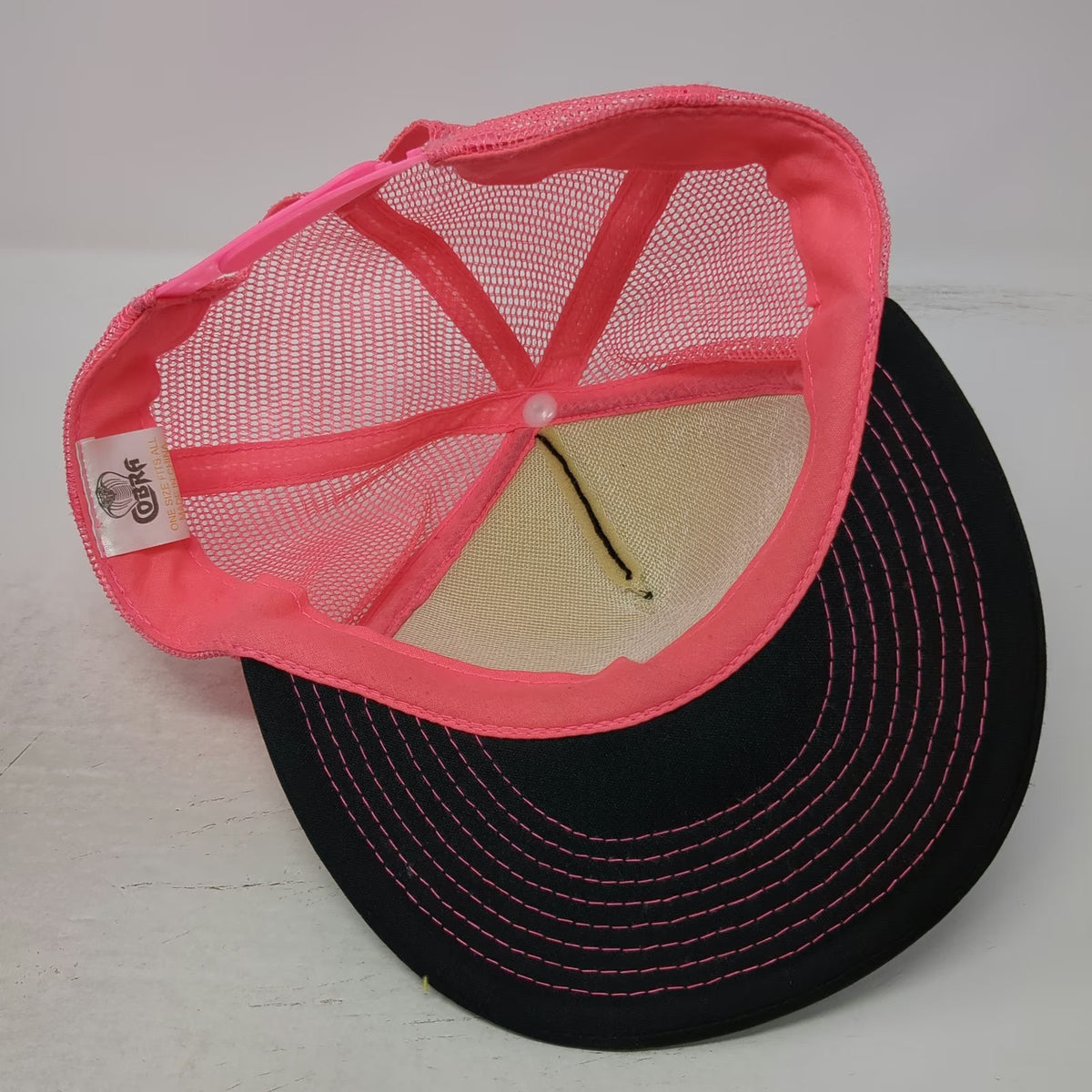 Cobra Trucker Hat Black Pink One Size Peace Love Santa Cruz Beach Snapback Mesh