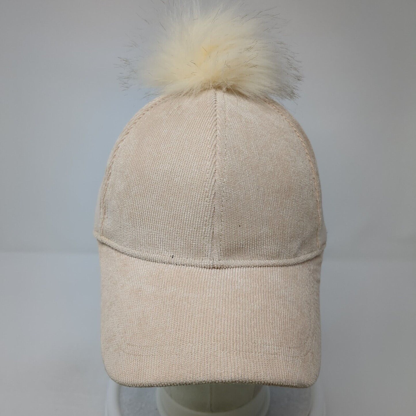 Unbranded Slideback Hat Brown One Size Adjustable Winter Faux Fur Pompom Blank
