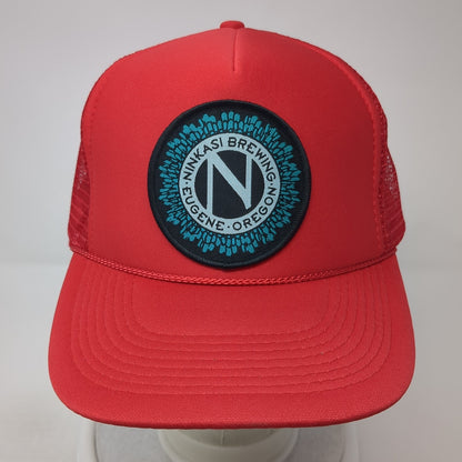 Ninkasi Brewing Eugene Oregon Trucker Hat Red One Size Adjustable Mesh Back Otto