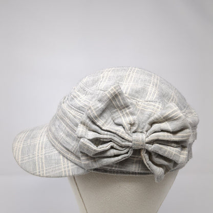 Unbranded Cadet Army Cap Gray One Size Stretch Lightweight Plaid Bow Tie