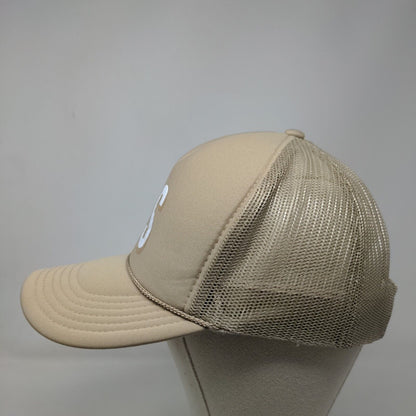 CS Initial Snapback Trucker Hat Tan OSFM Adjustable Mesh Back Rope Otto