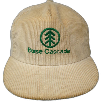 Ownco Boise Cascade 5 Panel Beige Hat OSFM Snapback Corduroy Made In USA Logo